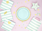 PartyDeco Popierinės lėkštutės 18 cm - Mėtinė - Uogų kopos