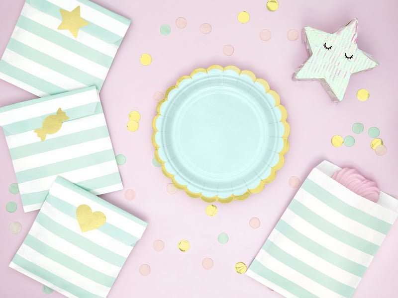 PartyDeco Popierinės lėkštutės 18 cm - Mėtinė - Uogų kopos