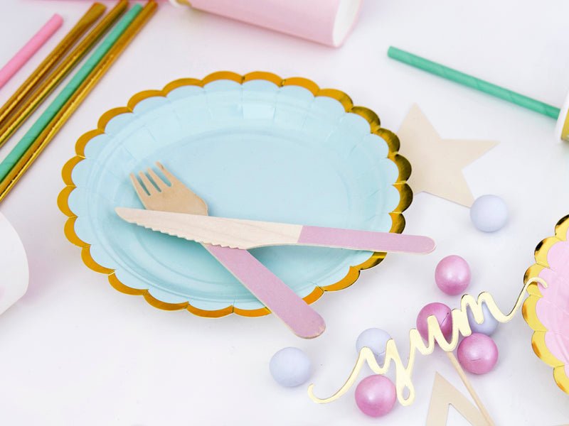PartyDeco Popierinės lėkštutės 18 cm - Mėtinė - Uogų kopos