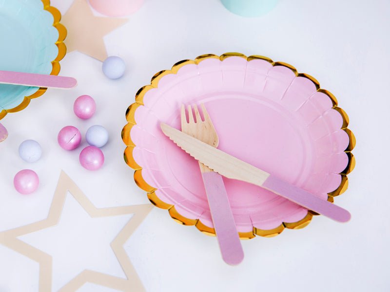 PartyDeco Popierinės lėkštutės 18 cm - Rožinė - Uogų kopos