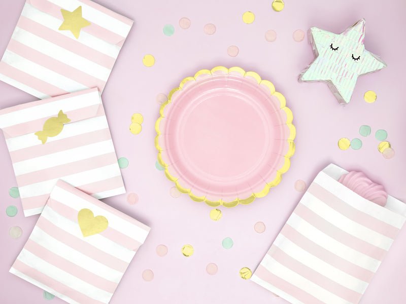 PartyDeco Popierinės lėkštutės 18 cm - Rožinė - Uogų kopos