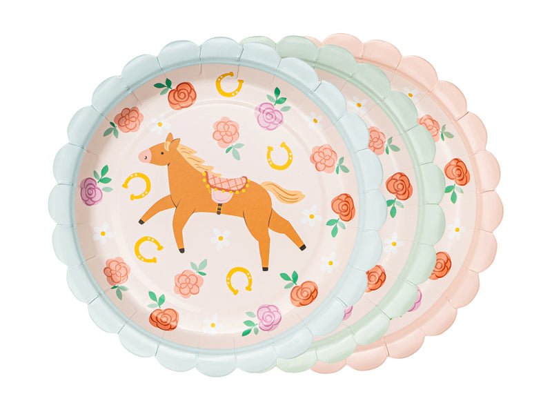 PartyDeco Popierinės lėkštutės „Arkliai“, 18 cm - Uogų kopos