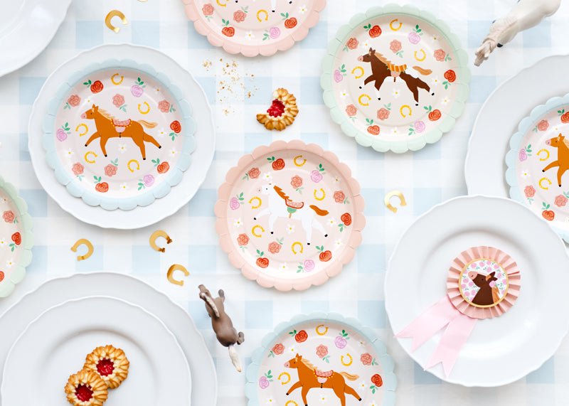 PartyDeco Popierinės lėkštutės „Arkliai“, 18 cm - Uogų kopos