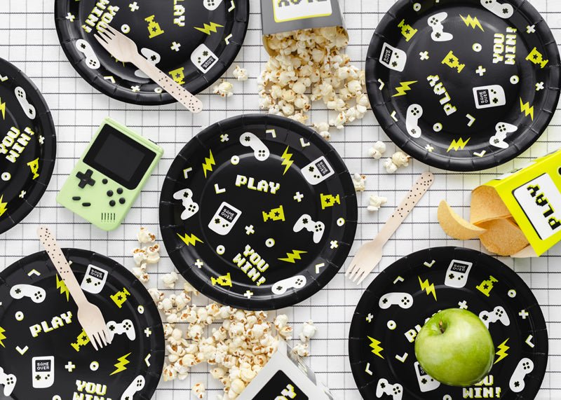 PartyDeco Popierinės lėkštutės „Gamepads“, 23 cm - Uogų kopos