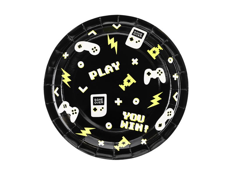 PartyDeco Popierinės lėkštutės „Gamepads“, 23 cm - Uogų kopos