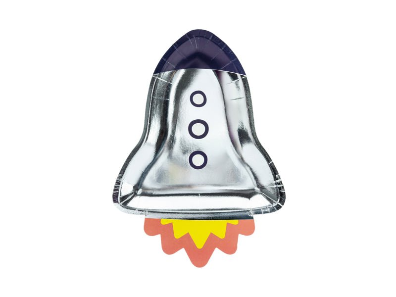 PartyDeco Popierinės lėkštutės „Kosminė šventė – Raketos“, 21,5 x 29,5 cm - Uogų kopos