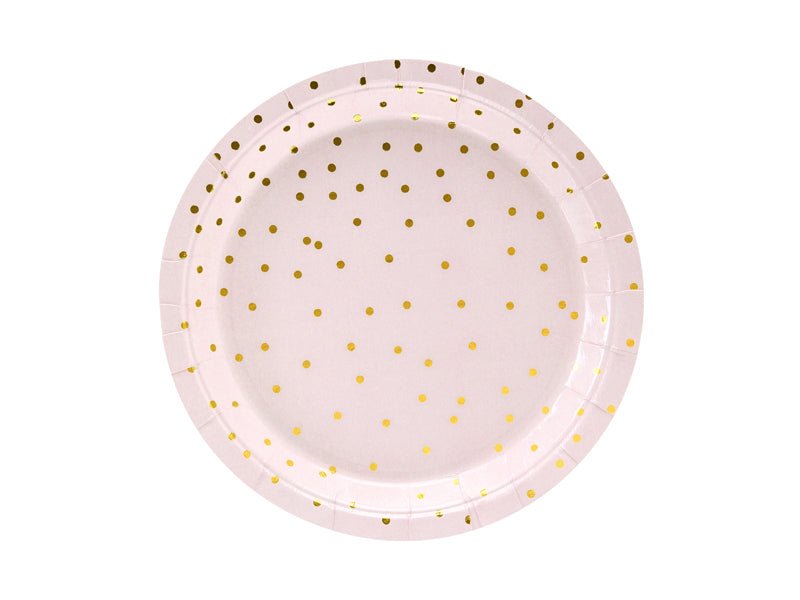 PartyDeco Popierinės lėkštutės „Taškučiai“, 18 cm - Rožinė - Uogų kopos