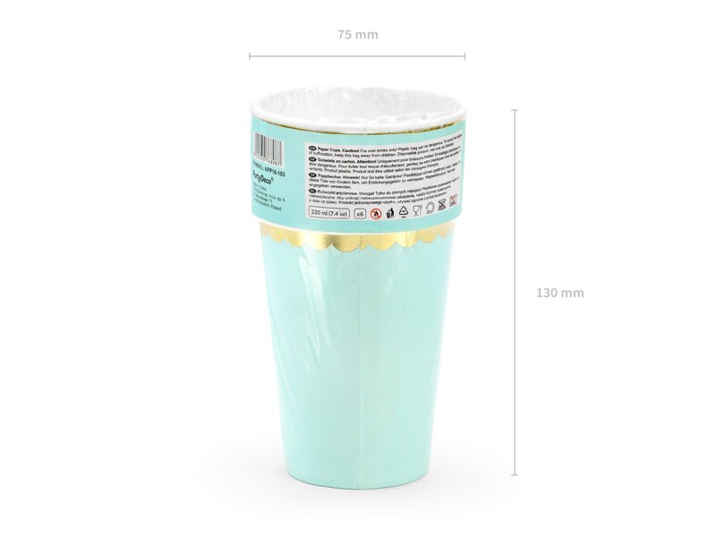 PartyDeco Popieriniai puodeliai, 220 ml - Mėtinė - Uogų kopos