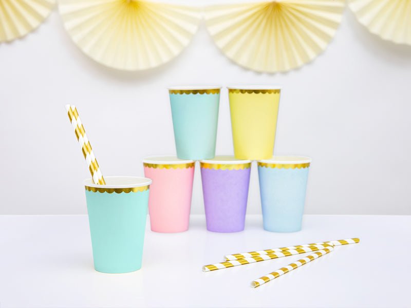 PartyDeco Popieriniai puodeliai, 220 ml - Mėtinė - Uogų kopos