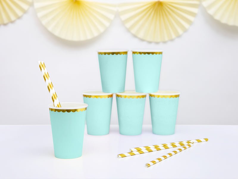 PartyDeco Popieriniai puodeliai, 220 ml - Mėtinė - Uogų kopos