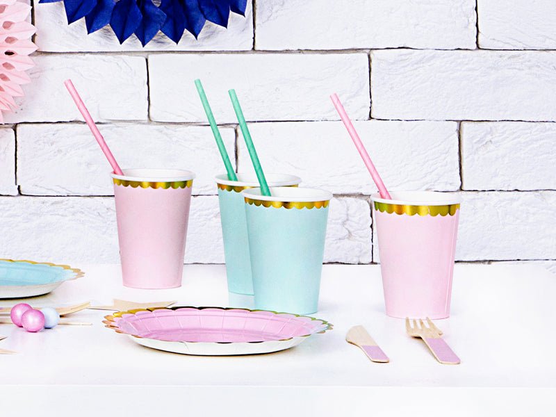 PartyDeco Popieriniai puodeliai, 220 ml - Mėtinė - Uogų kopos
