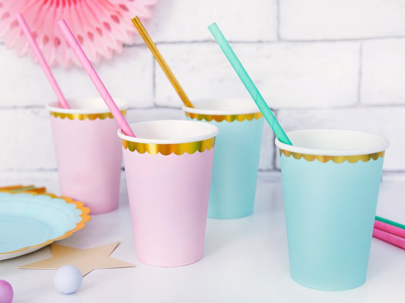 PartyDeco Popieriniai puodeliai, 220 ml - Rožinė - Uogų kopos