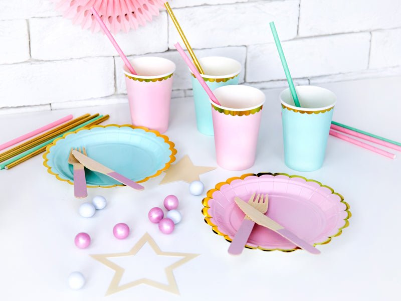 PartyDeco Popieriniai puodeliai, 220 ml - Rožinė - Uogų kopos
