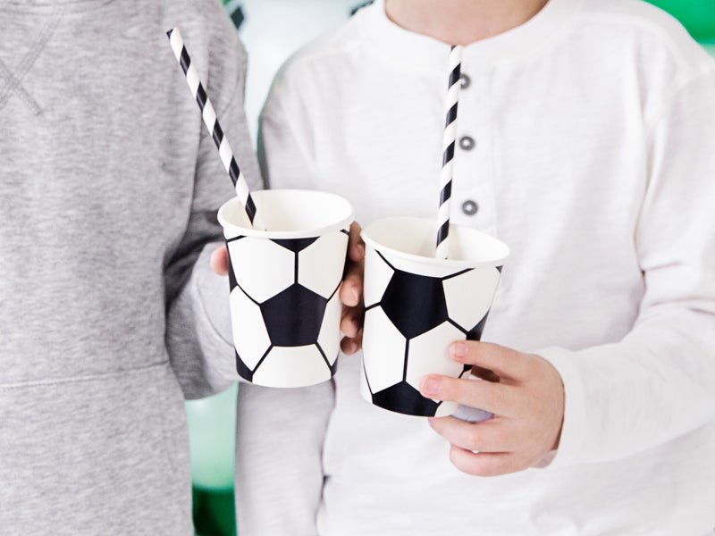 PartyDeco Popieriniai puodeliai „Futbolas“, 260 ml - Uogų kopos