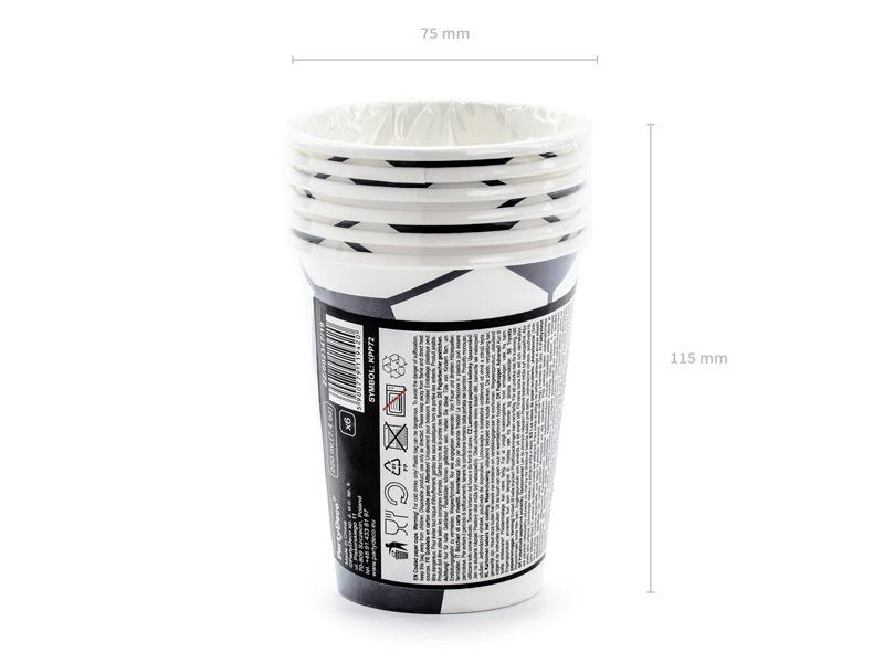PartyDeco Popieriniai puodeliai „Futbolas“, 260 ml - Uogų kopos