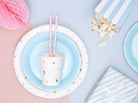 PartyDeco Popieriniai šiaudeliai „Rožinė - Balta" 19.5 cm, 10 vnt. - Uogų kopos