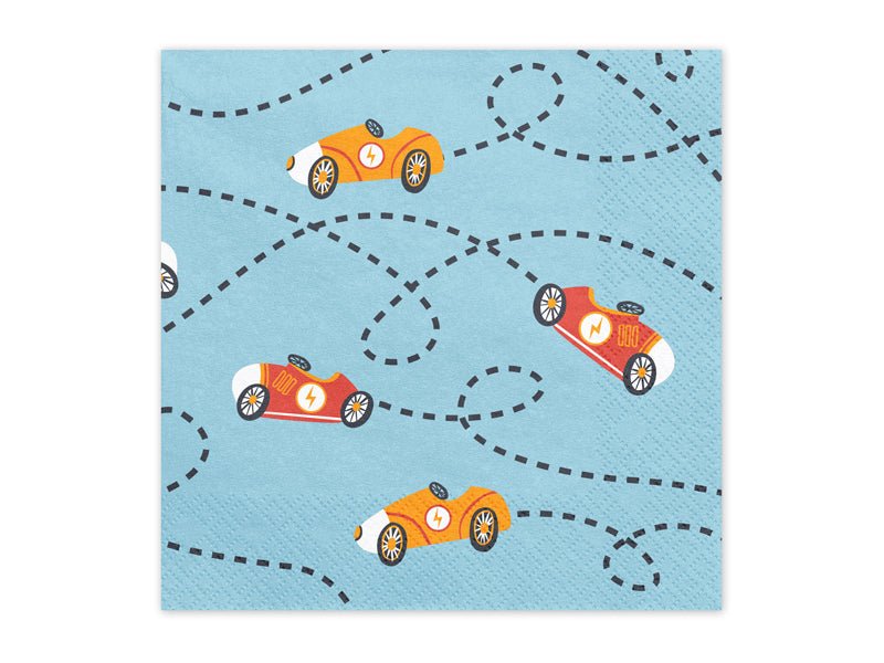 PartyDeco Servetėlės „Automobiliai“, 33 x 33 cm - Uogų kopos