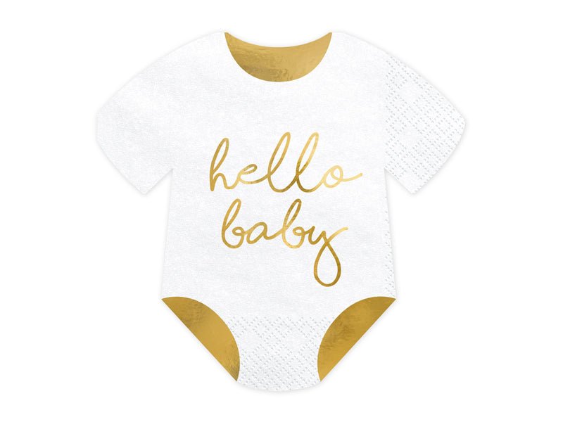 PartyDeco Servetėlės „Hello Baby“, 16 x 16 cm - Uogų kopos