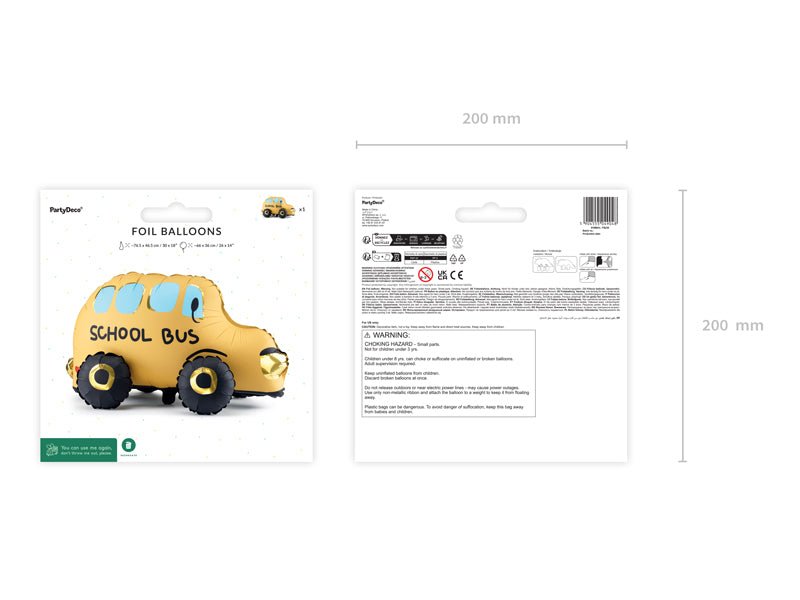 PartyDeco Stovintis folinis balionas „Autobusas“ 36x66 cm - Uogų kopos